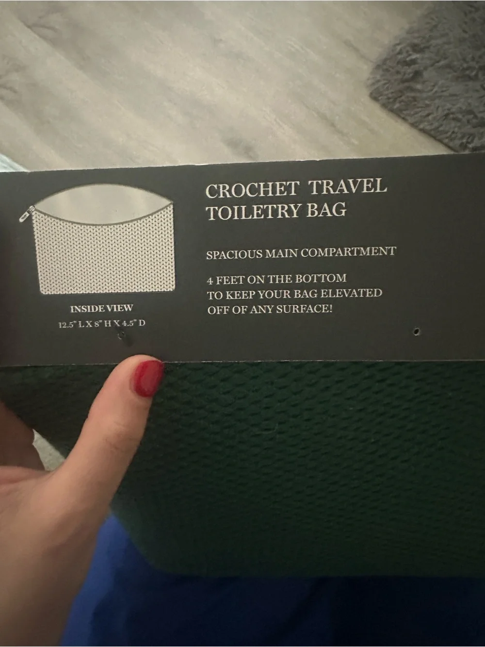 Martha Stewart Crochet Travel Toiletry Bag - Forest Green